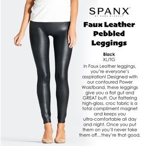 SPANX Black Faux Leather Pebbled Leggings